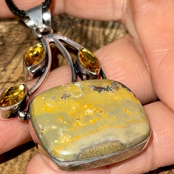 Indonesian Bumblebee Jasper Pendant 2 1/4” - Picture 1 of 15